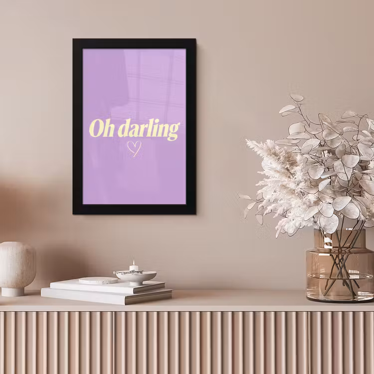 Oh darling - Hart - Paars fotolijst zwart zonder passe partout klein -sfeer5