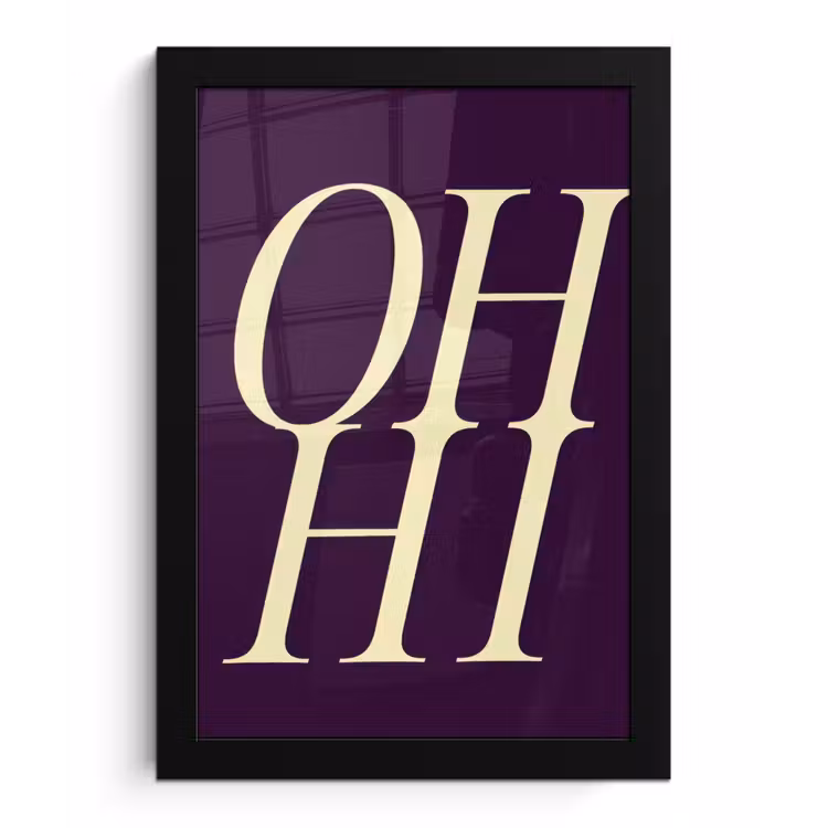 Oh hi - Paars - Minimalistisch fotolijst zwart zonder passe partout klein -3d