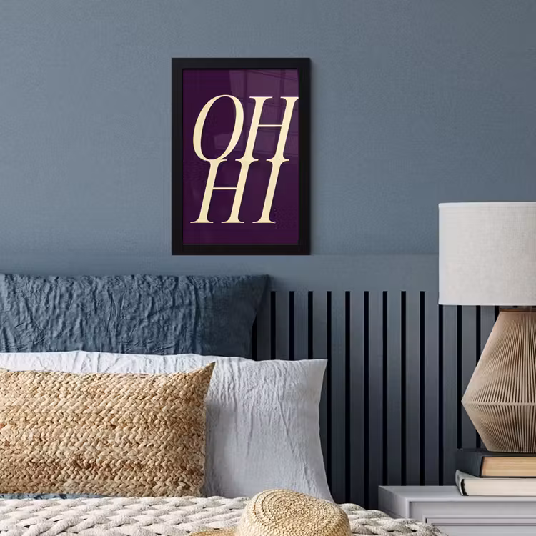 Oh hi - Paars - Minimalistisch fotolijst zwart zonder passe partout klein -sfeer3