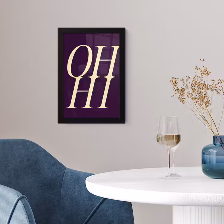 Oh hi - Paars - Minimalistisch fotolijst zwart zonder passe partout klein -sfeer4