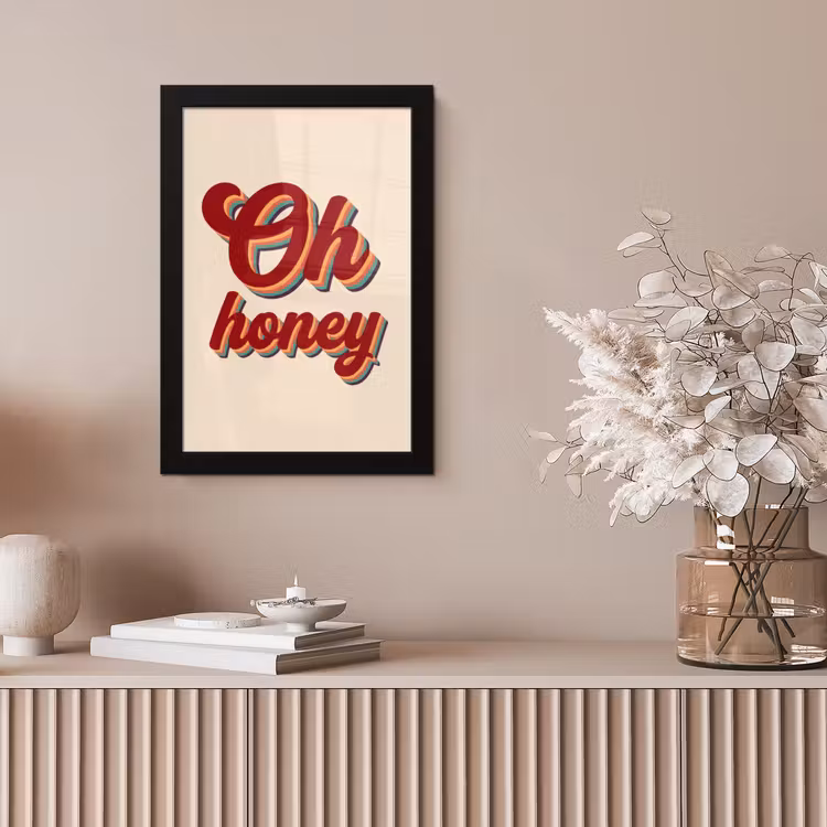 Oh honey - Rood - Schaduw fotolijst zwart zonder passe partout klein -sfeer5