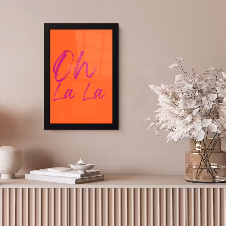 Oh la la - Oranje - Roze - Grafisch fotolijst zwart zonder passe partout klein -sfeer5