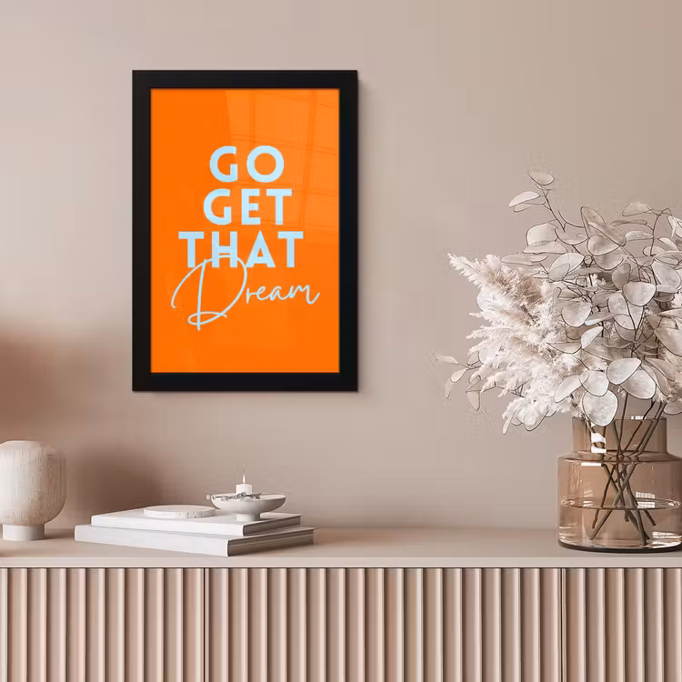 Oranje - Blauw - Go get that dream fotolijst zwart zonder passe partout klein -sfeer5