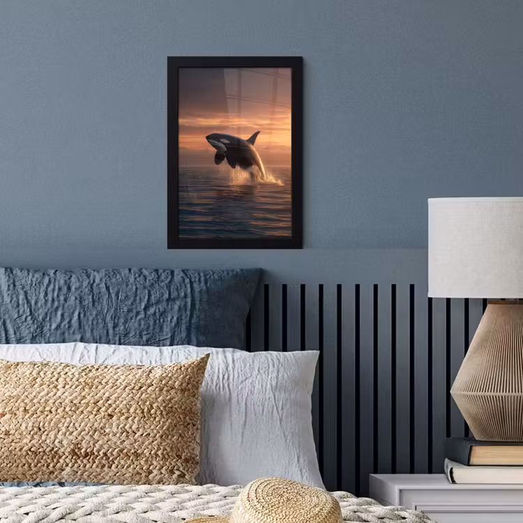 Orka - Zee - Zonsondergang fotolijst zwart zonder passe partout klein -sfeer3