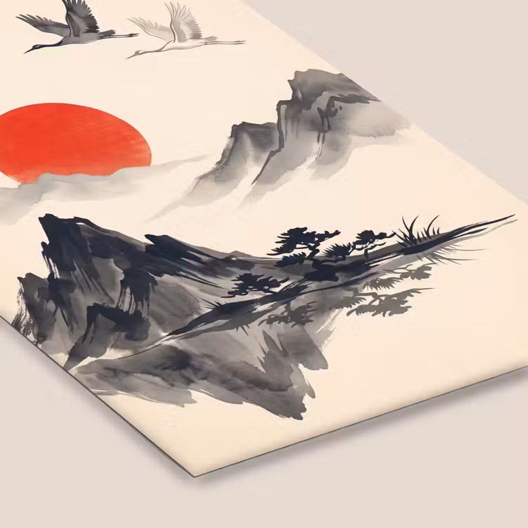 Oosters - Kraanvogels - Landschap fotolijst zwart zonder passe partout klein -zsfeer6
