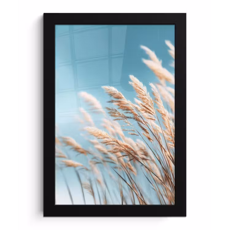 Siergras - Wind - Lichtbruin fotolijst zwart zonder passe partout klein -3d