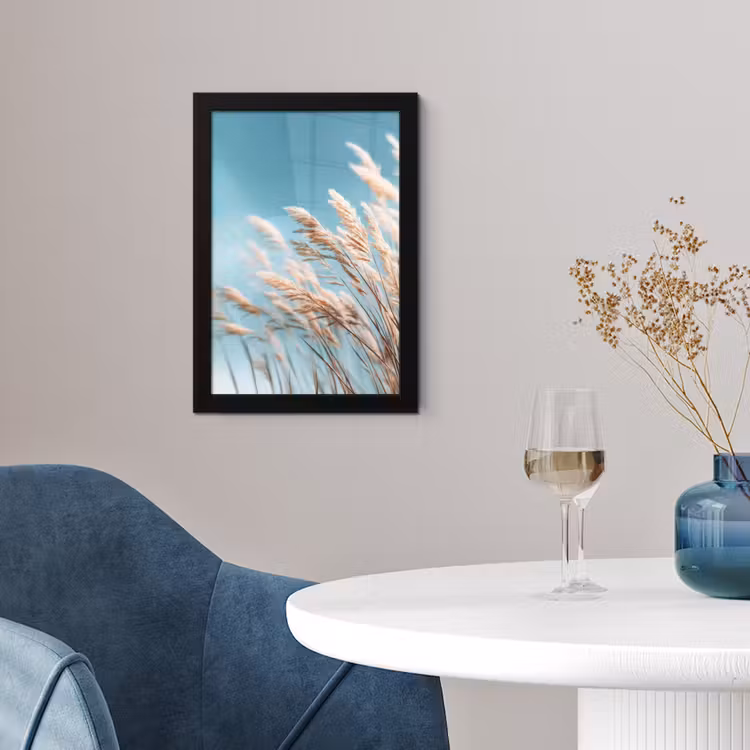 Siergras - Wind - Lichtbruin fotolijst zwart zonder passe partout klein -sfeer4
