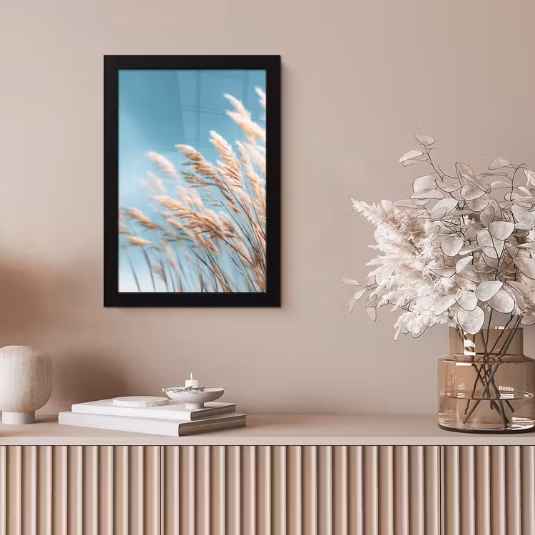Siergras - Wind - Lichtbruin fotolijst zwart zonder passe partout klein -sfeer5