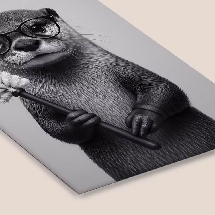 Otter - Wc-borstel - Bril - Zwart - Wit fotolijst zwart zonder passe partout klein -zsfeer6