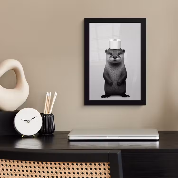 Otter - WC rol - Zwart - Wit fotolijst zwart zonder passe partout klein -sfeer1