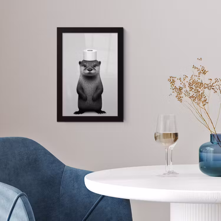 Otter - WC rol - Zwart - Wit fotolijst zwart zonder passe partout klein -sfeer4