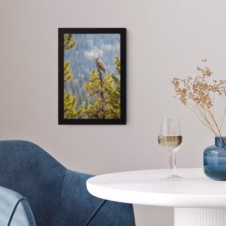 Uil - Oehoe - Bomen - Natuur fotolijst zwart zonder passe partout klein -sfeer4