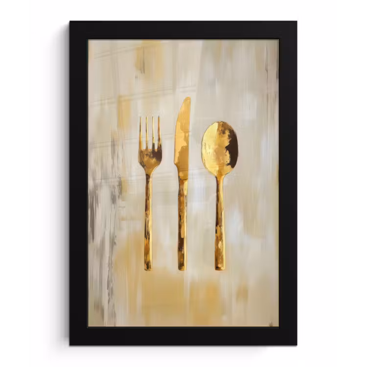 Verf - Goud - Bestek fotolijst zwart zonder passe partout klein -3d