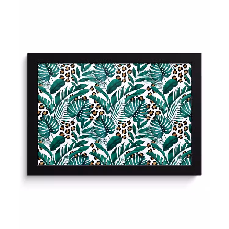 Palmblad - Panterprint - Tropical fotolijst zwart zonder passe partout klein -3d