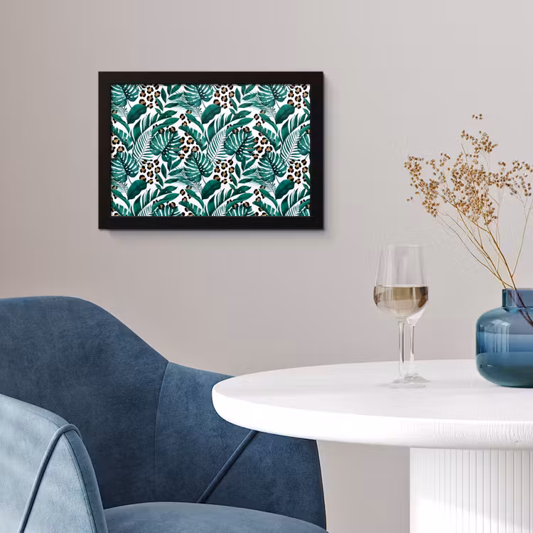 Palmblad - Panterprint - Tropical fotolijst zwart zonder passe partout klein -sfeer4