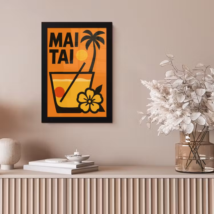 Palmboom - Bloem - Art - Drink fotolijst zwart zonder passe partout klein -sfeer5