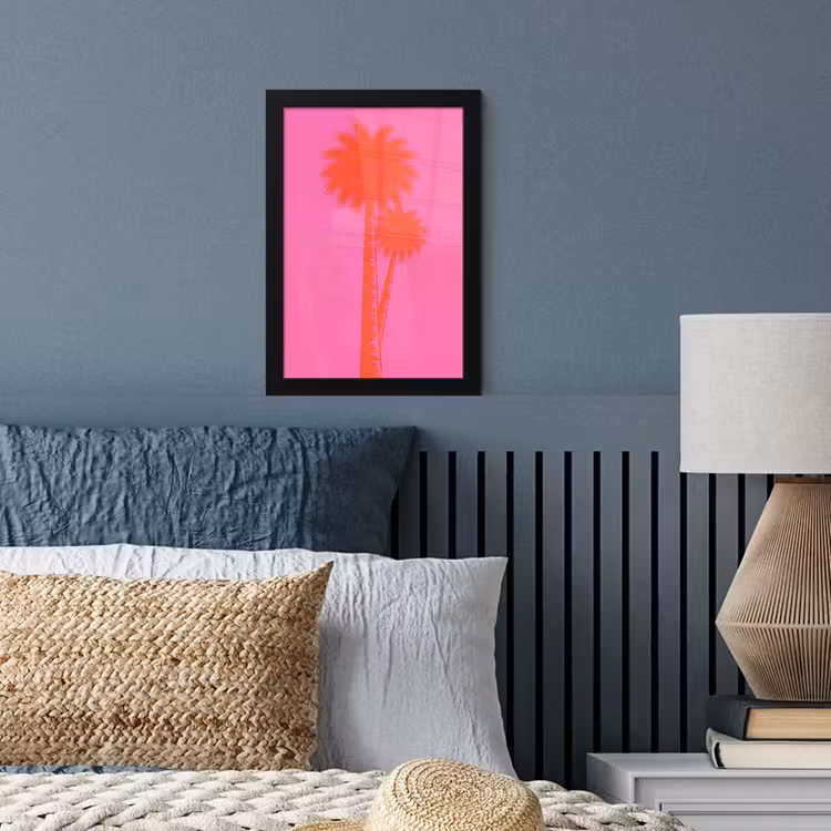 Palmbomen - Modern - Roze fotolijst zwart zonder passe partout klein -sfeer3