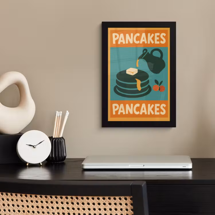 Pannenkoeken - Siroop - Illustratie - Oranje fotolijst zwart zonder passe partout klein -sfeer1