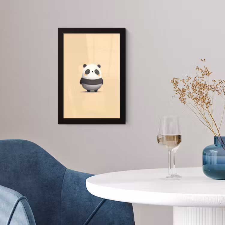 Panda - Beige - Minimalistisch fotolijst zwart zonder passe partout klein -sfeer4