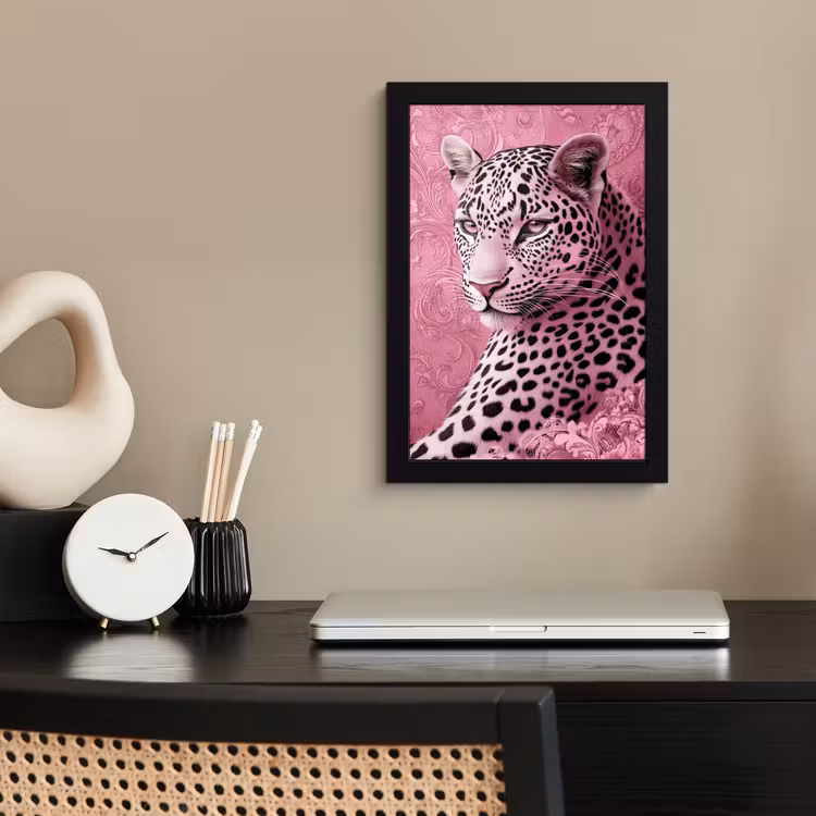 Panter - Luxe - Roze fotolijst zwart zonder passe partout klein -sfeer1