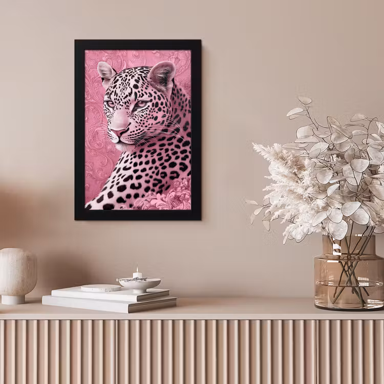 Panter - Luxe - Roze fotolijst zwart zonder passe partout klein -sfeer5