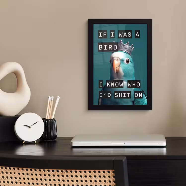 Parkiet - Turquoise - Quotes - Decoratie fotolijst zwart zonder passe partout klein -sfeer1