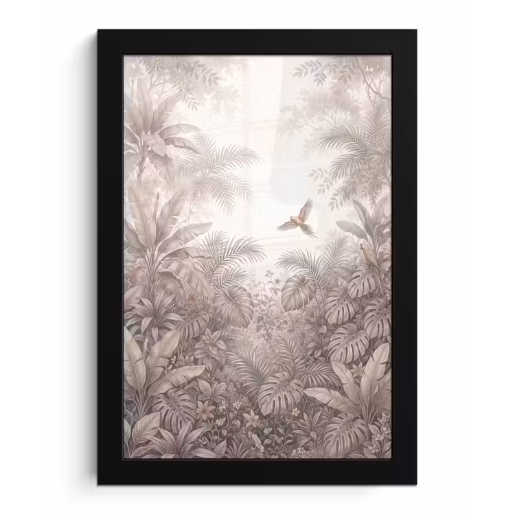 Papagaai - Jungle - Tropisch fotolijst zwart zonder passe partout klein -3d