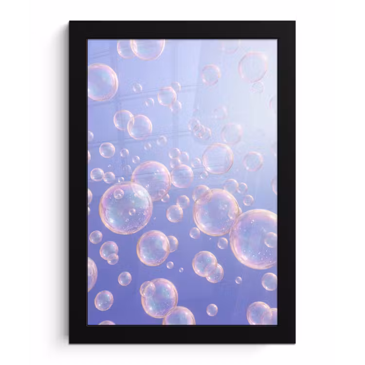 Pastel - Bubbels - Dromerig fotolijst zwart zonder passe partout klein -3d