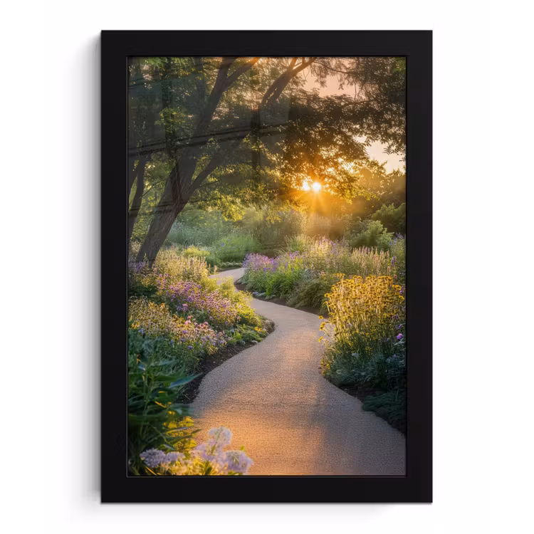 Pad - Bloemen - Park fotolijst zwart zonder passe partout klein -3d