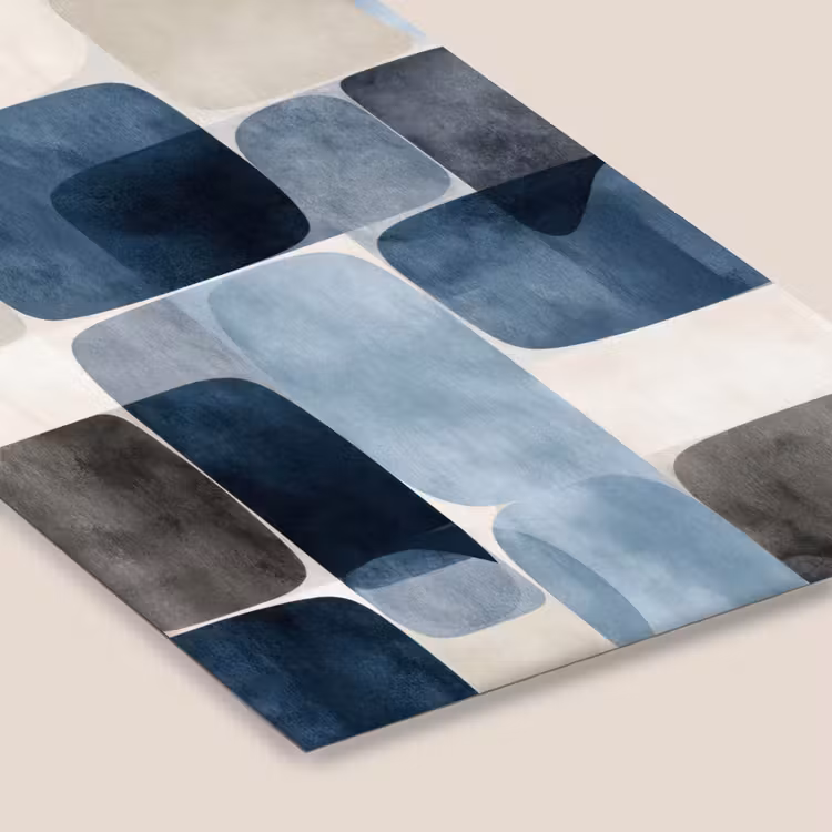 Patroon - Blauw - Vierkanten fotolijst zwart zonder passe partout klein -zsfeer6