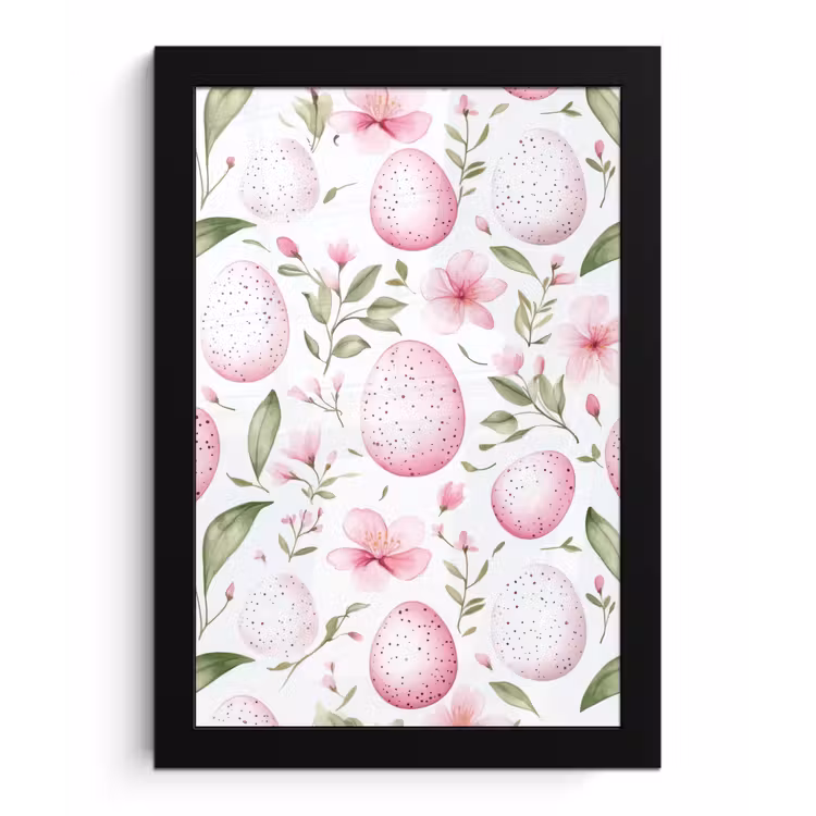Patroon - Eieren - Roze - Pasen fotolijst zwart zonder passe partout klein -3d