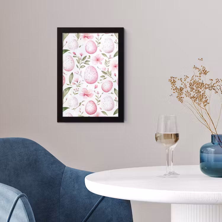 Patroon - Eieren - Roze - Pasen fotolijst zwart zonder passe partout klein -sfeer4