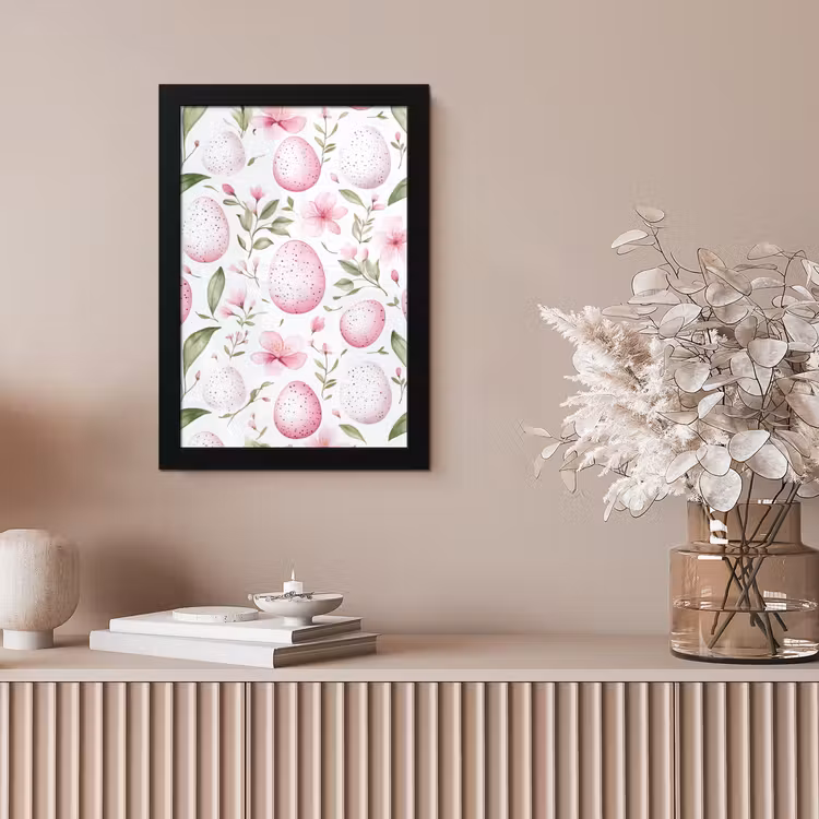 Patroon - Eieren - Roze - Pasen fotolijst zwart zonder passe partout klein -sfeer5