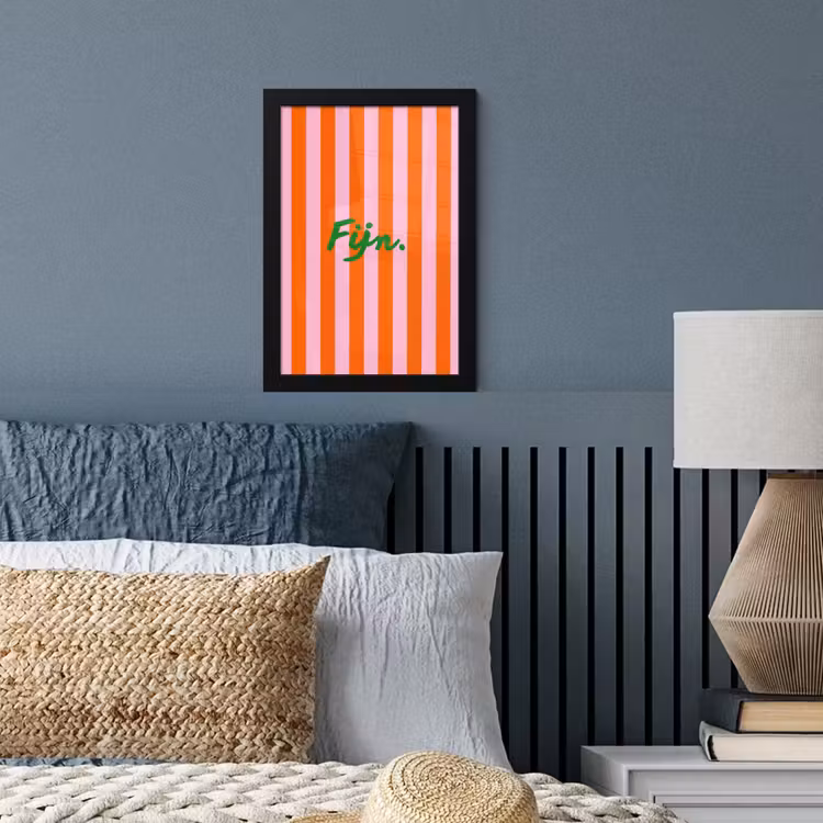 Patroon - Oranje - Fijn - Strepen fotolijst zwart zonder passe partout klein -sfeer3