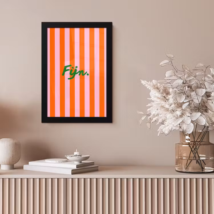 Patroon - Oranje - Fijn - Strepen fotolijst zwart zonder passe partout klein -sfeer5