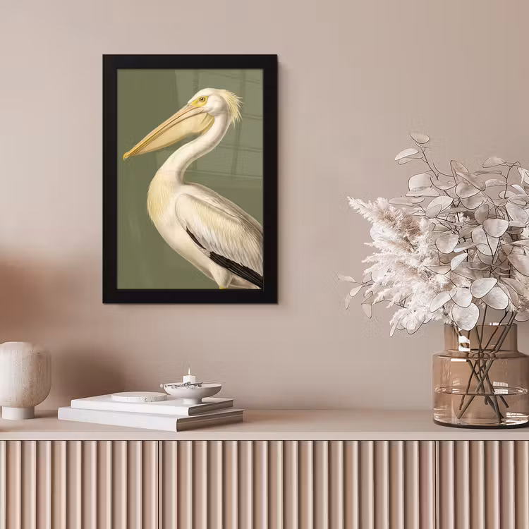 Pelikaan - Wit - Vogel - Klassiek - Natuur fotolijst zwart zonder passe partout klein -sfeer5