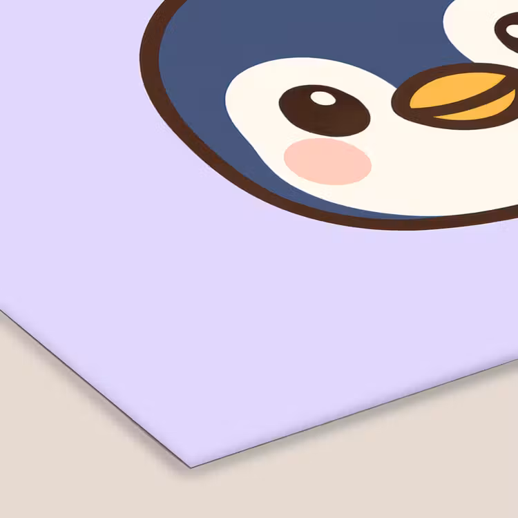 Pinguïn - Paars - Schattig fotolijst zwart zonder passe partout klein -zsfeer6