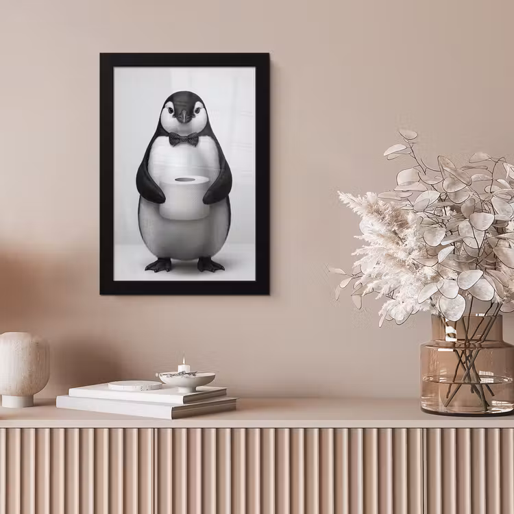 Pinguïn - WC rol - Wit fotolijst zwart zonder passe partout klein -sfeer5