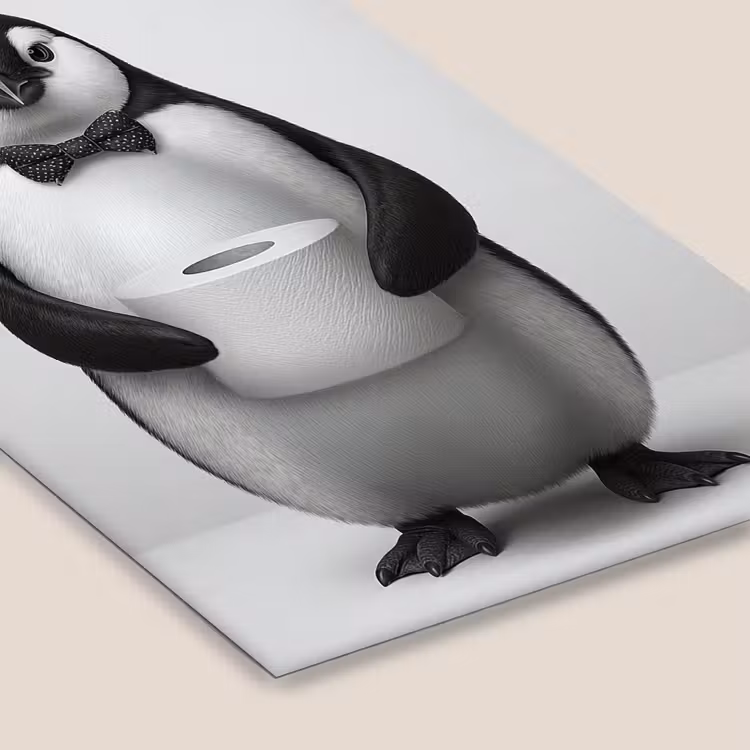 Pinguïn - WC rol - Wit fotolijst zwart zonder passe partout klein -zsfeer6