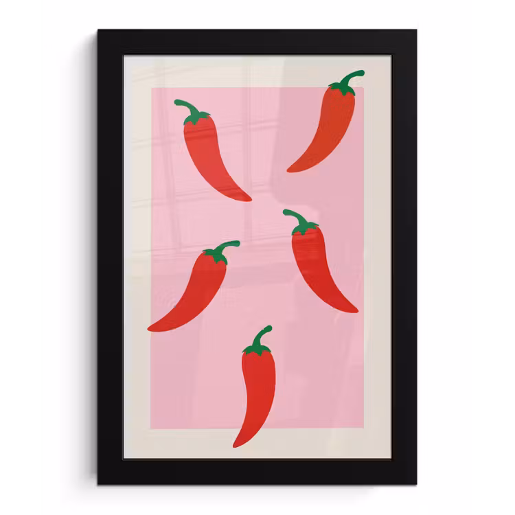 Pepers - Rood - Illustratie fotolijst zwart zonder passe partout klein -3d
