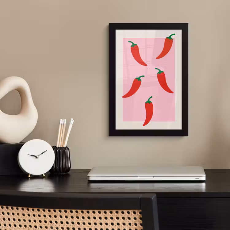Pepers - Rood - Illustratie fotolijst zwart zonder passe partout klein -sfeer1
