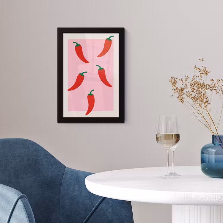 Pepers - Rood - Illustratie fotolijst zwart zonder passe partout klein -sfeer4