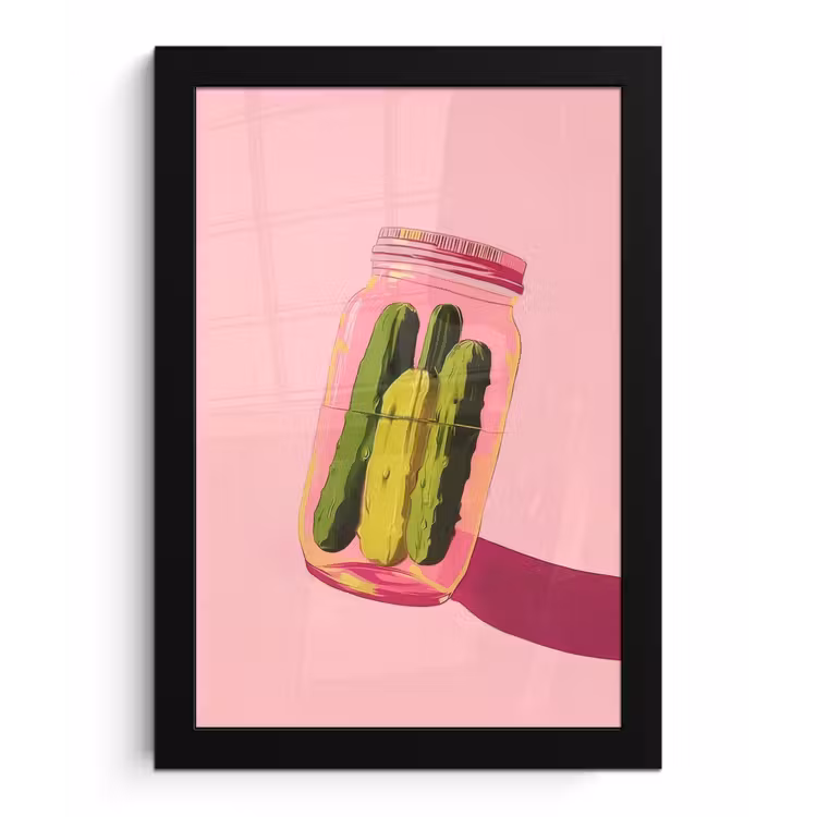 Augurken - Pot - Schaduw - Roze fotolijst zwart zonder passe partout klein -3d