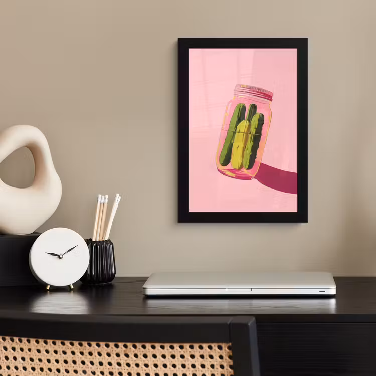 Augurken - Pot - Schaduw - Roze fotolijst zwart zonder passe partout klein -sfeer1