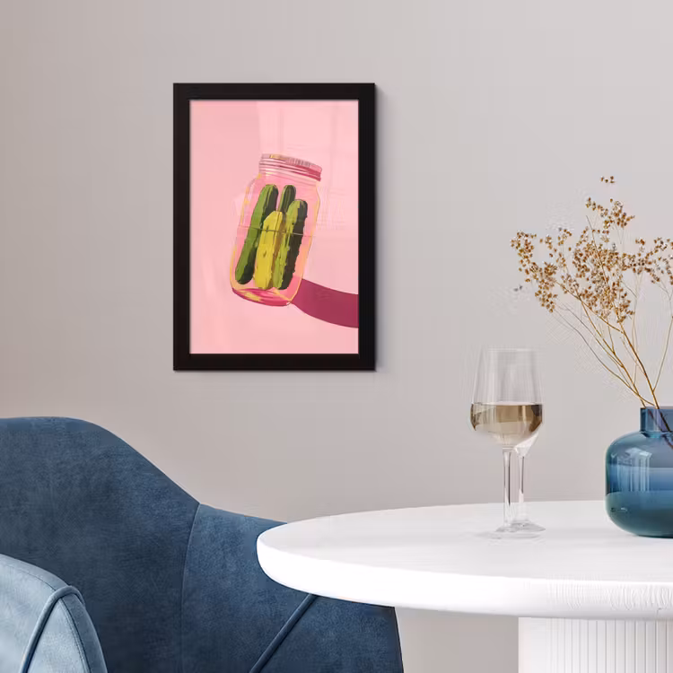 Augurken - Pot - Schaduw - Roze fotolijst zwart zonder passe partout klein -sfeer4