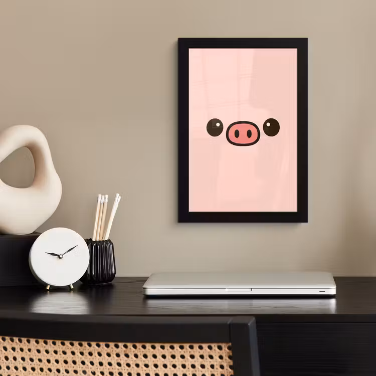 Varken - Roze - Minimalistisch fotolijst zwart zonder passe partout klein -sfeer1