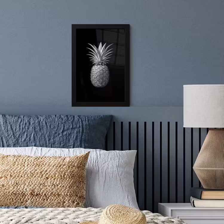 Ananas - Gedetailleerd - Bladeren fotolijst zwart zonder passe partout klein -sfeer3