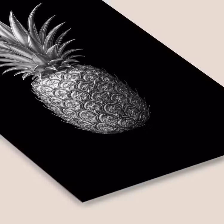 Ananas - Gedetailleerd - Bladeren fotolijst zwart zonder passe partout klein -zsfeer6