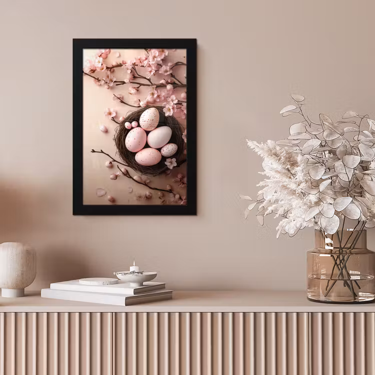 Roze - Bloesems - Eieren fotolijst zwart zonder passe partout klein -sfeer5