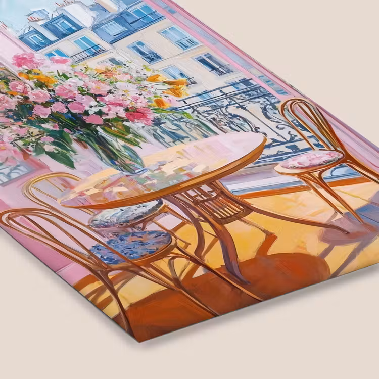 Pink - City - Bloemen fotolijst zwart zonder passe partout klein -zsfeer6